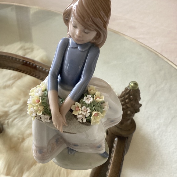 Signed Lladro May Flowers Porcelain Girl